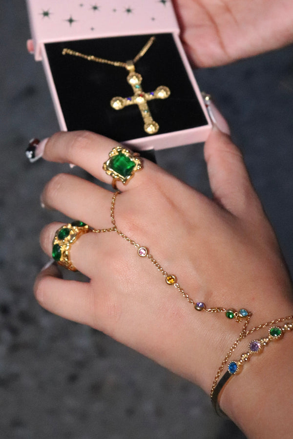 Anillo grueso de esmeralda Dune