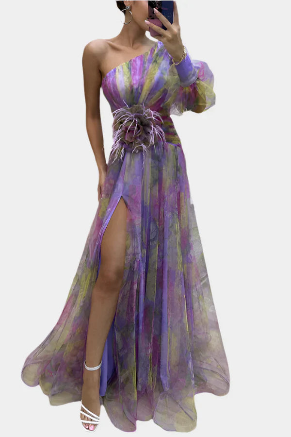 Vestido romántico con abertura