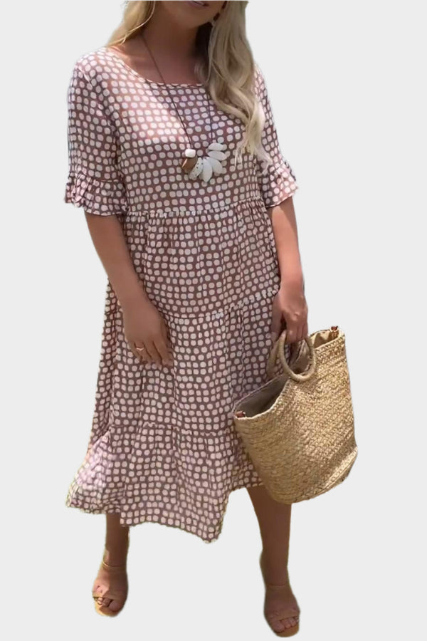 Vestido midi con elegantes rayas