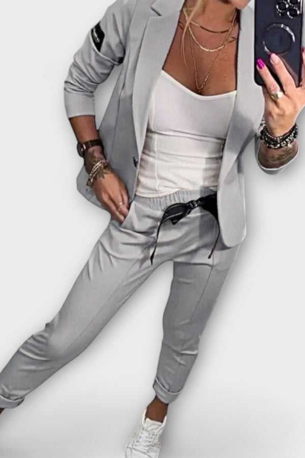 Vionne | Elegante conjunto de top, chaqueta y pantalón