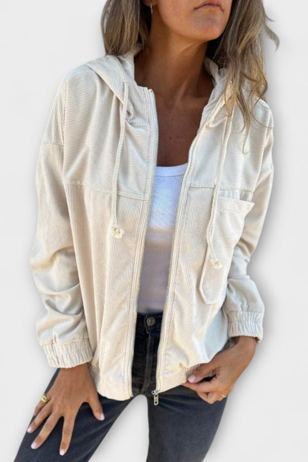 Ella - Chaqueta de pana con capucha y cremallera