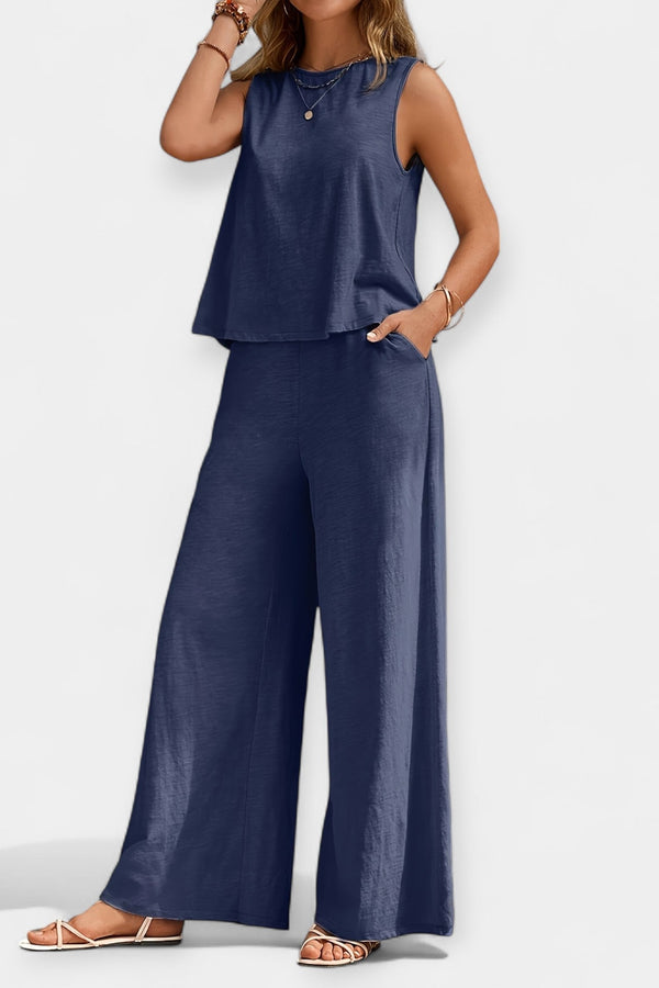 Conjunto de Top sin mangas y pantalón ancho