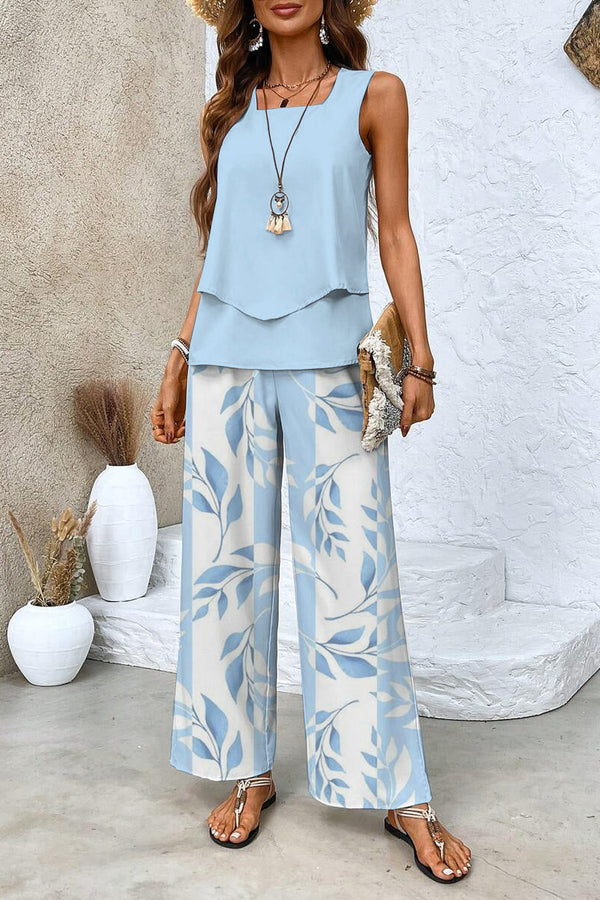 Alba | Elegante conjunto de top y pantalón con estampado floral