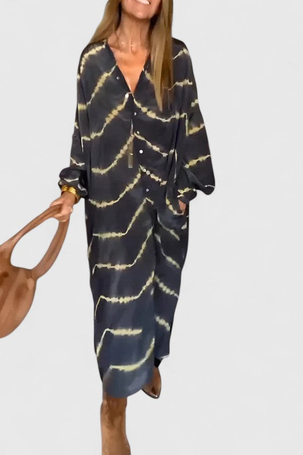 Amelie™ | Elegante vestido largo bohemio a rayas