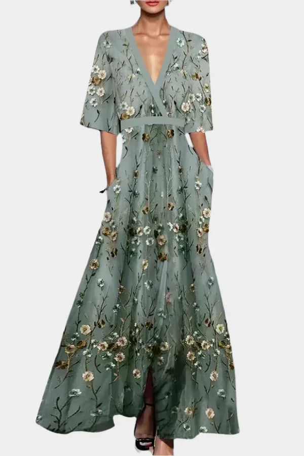 Vestido floral con escote en V