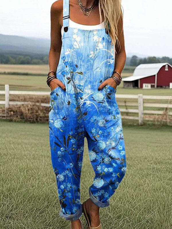 Mono de mujer - Diseño floral vintage, pierna ancha para mayor comodidad y estilo