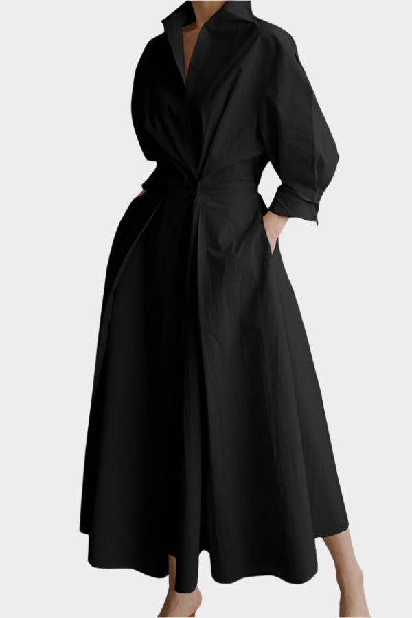 Elegante vestido de corte A con cuello polo