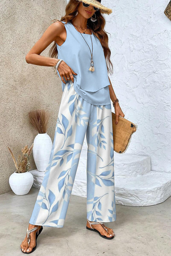 Alba | Elegante conjunto de top y pantalón con estampado floral