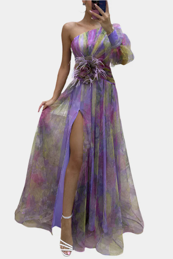 Vestido romántico con abertura