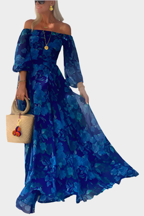 Vestido largo aireado sin hombros