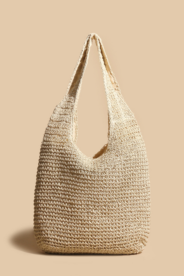 Valeria - Elegante bolso de hombro de ratán tejido con paja