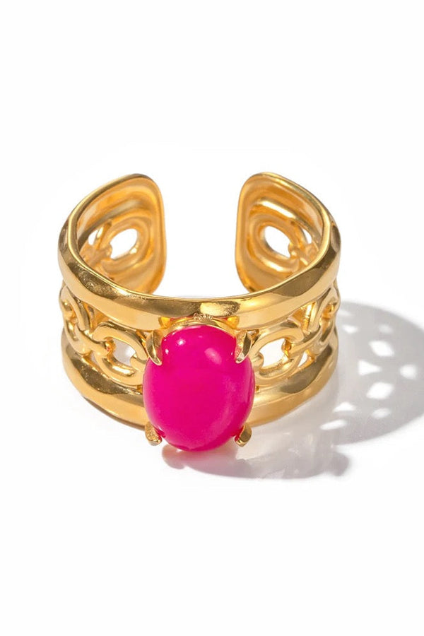 Anillo de piedra fucsia