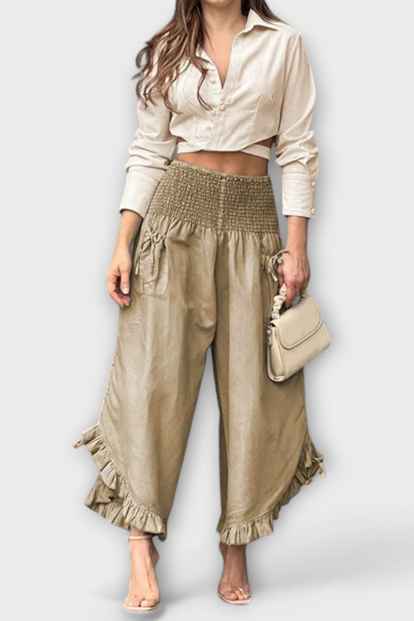 Pantalones de lino cómodos con pliegues modernos