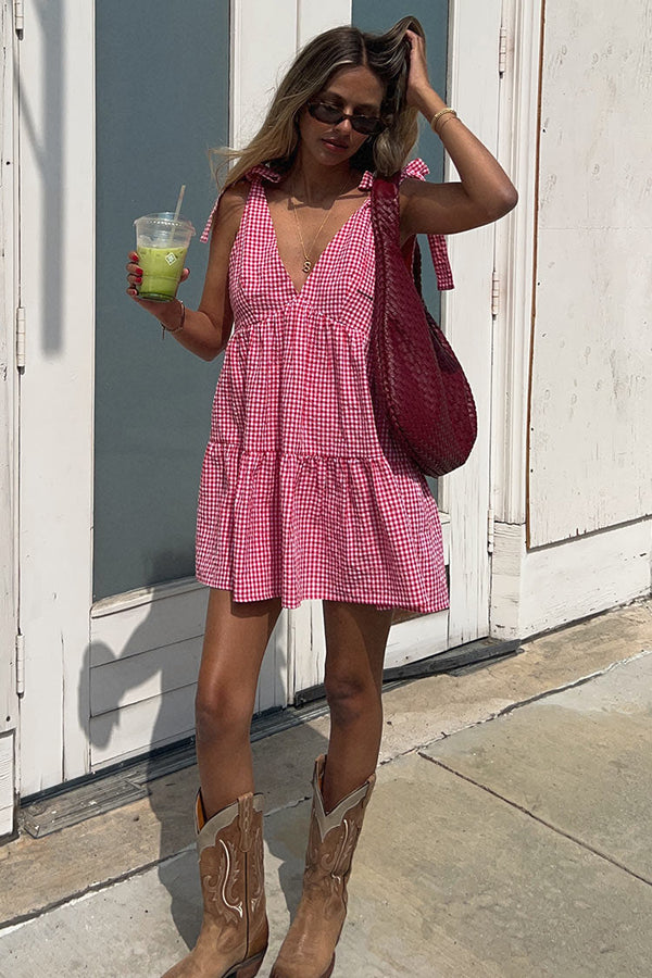 Vestido mini de cuadros rojos de Angel Girl