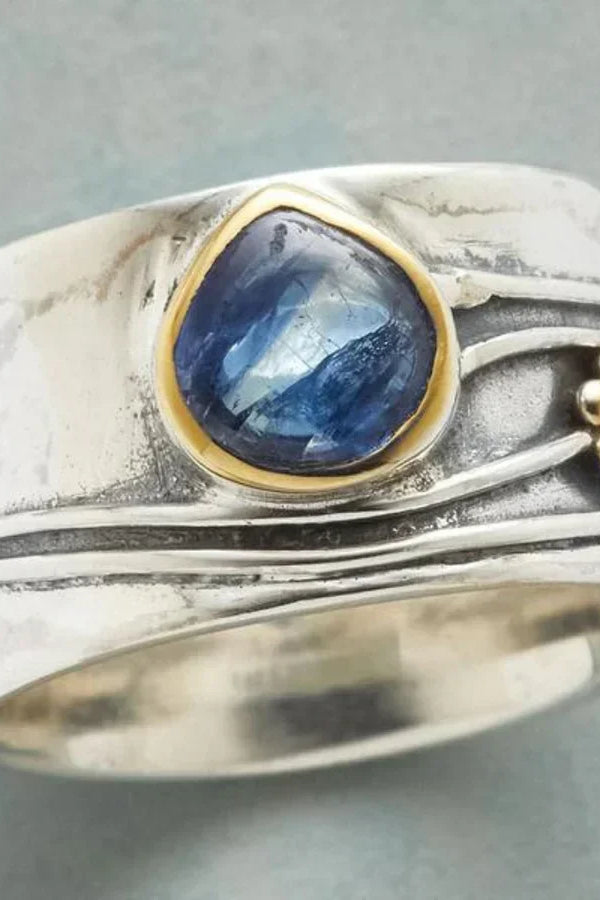 Anillo de meditación con piedras preciosas bohemias | Oro blanco