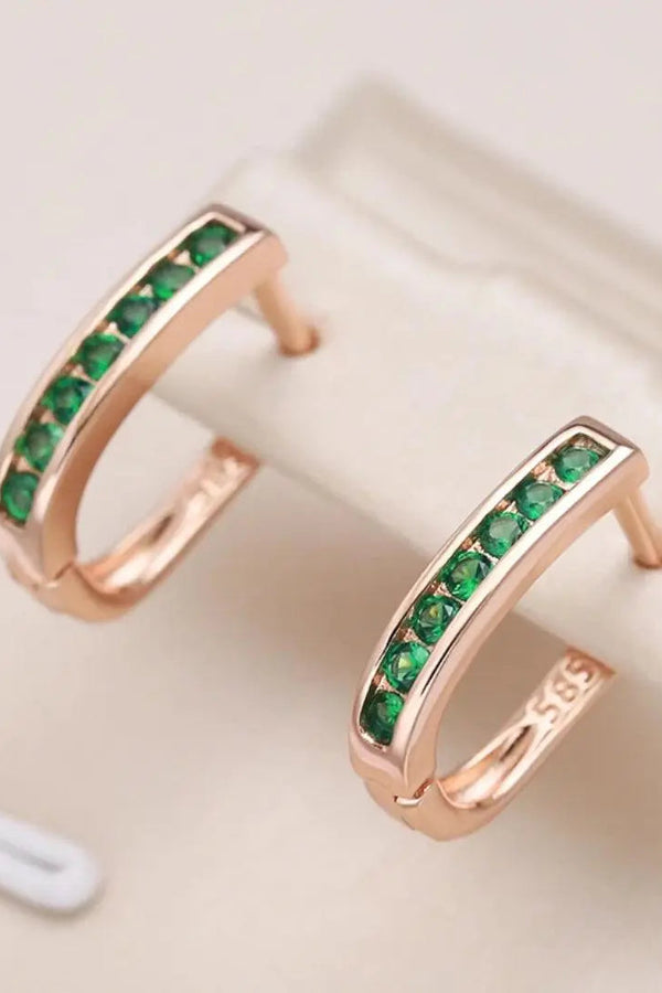 Pendientes de diamantes esmeralda en oro