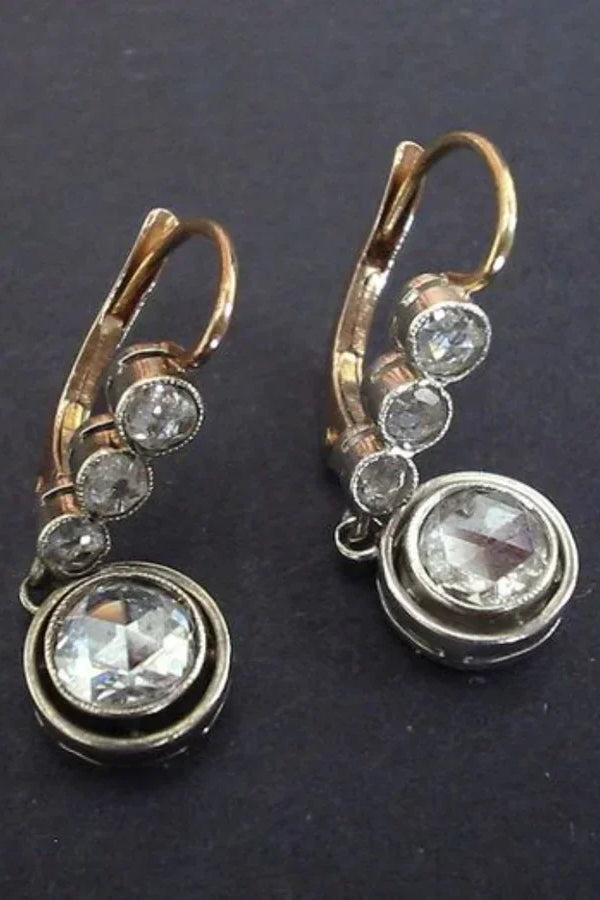 Pendientes dorados con circonitas antiguas | Oro