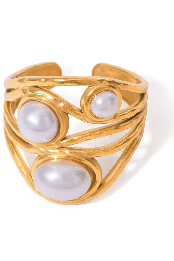 Anillo de perla geométrica