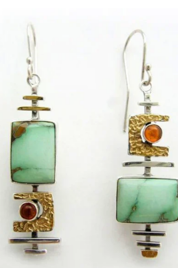 PENDIENTES BOHO CON PLATA ESMERALDA