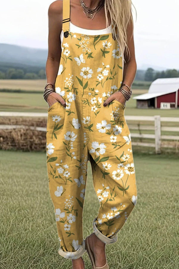 Mono de mujer - Diseño floral vintage, pierna ancha para mayor comodidad y estilo