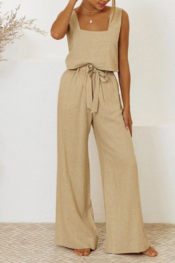 Evelyne | Conjunto de top minimalista de lujo y pantalón ancho