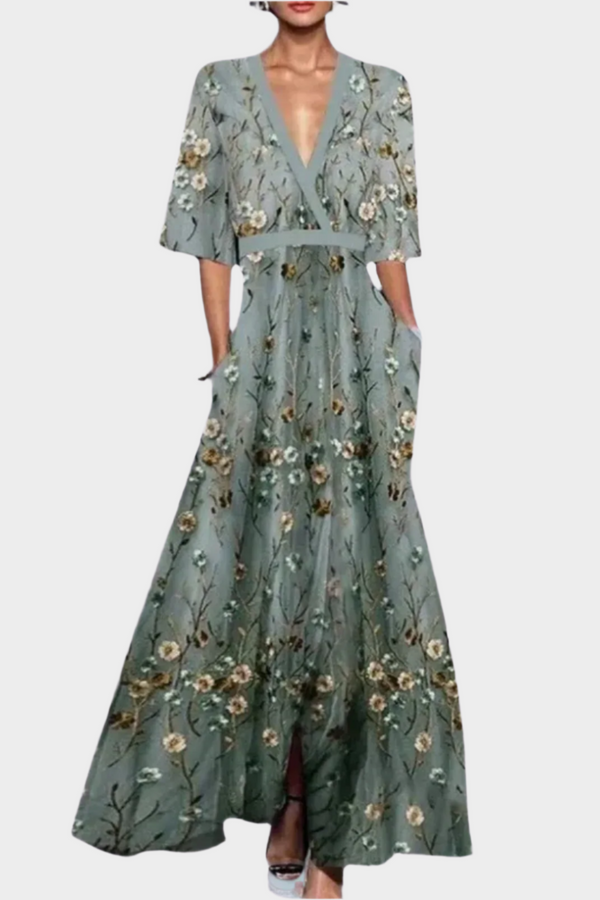 Elegante vestido floral con cinturón