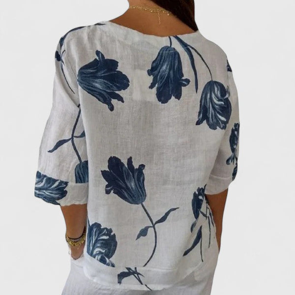 Isabel | Elegante blusa con estampado floral