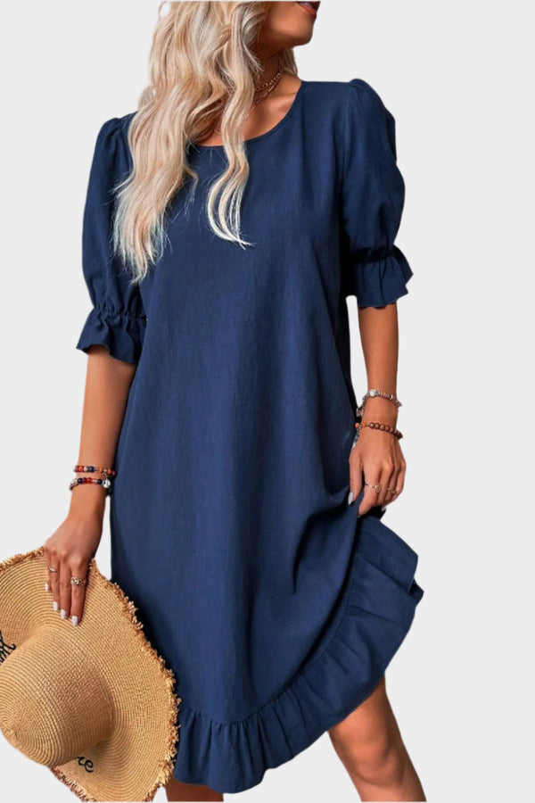 Vestido retro midi con mangas cómodas