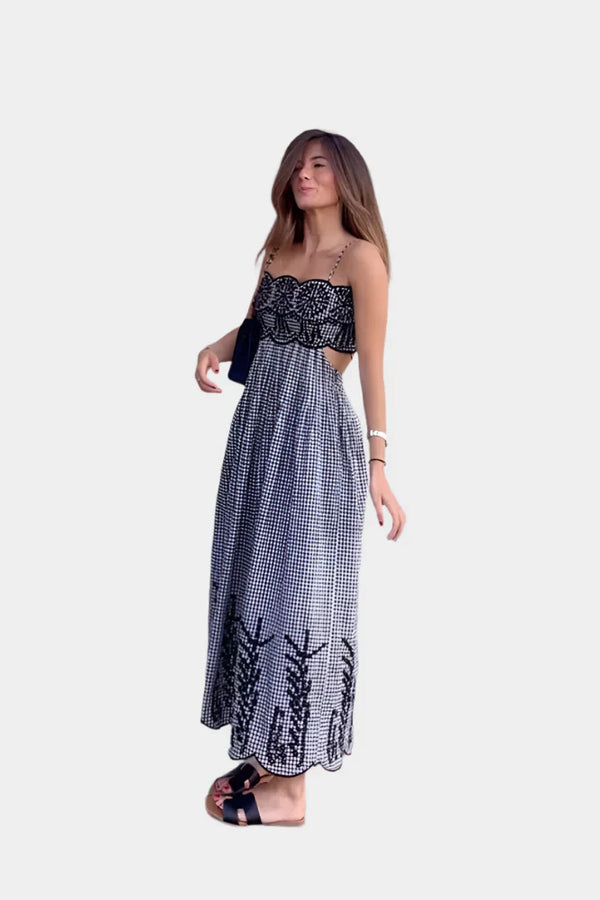 Vestido con estampado de cuadros tradicionales