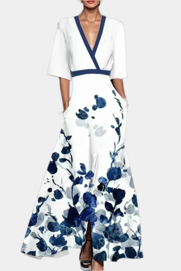 Vestido floral con escote en V