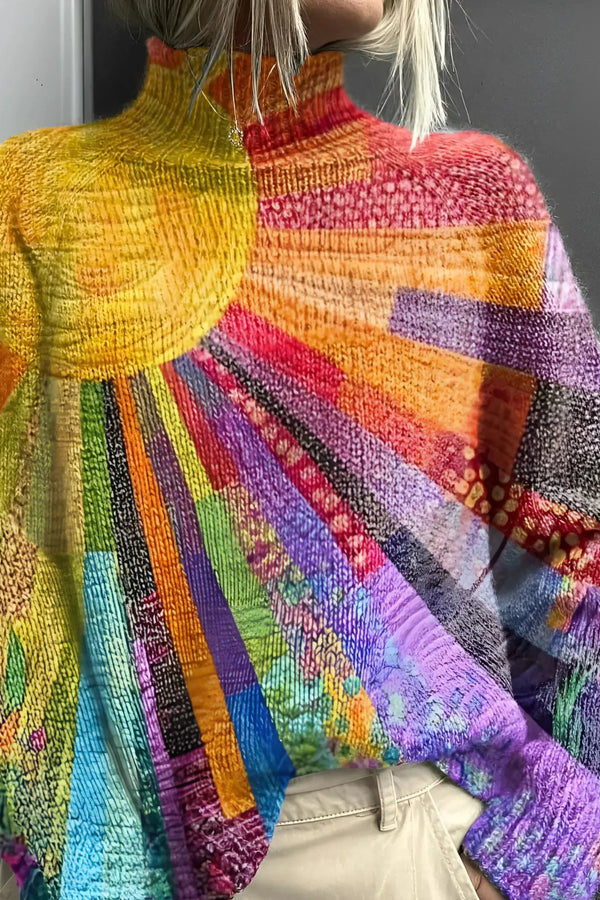 Fana | Suéter de cuello alto vibrante y colorido