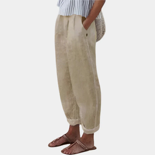 Pantalones de lino cómodos con bolsillos