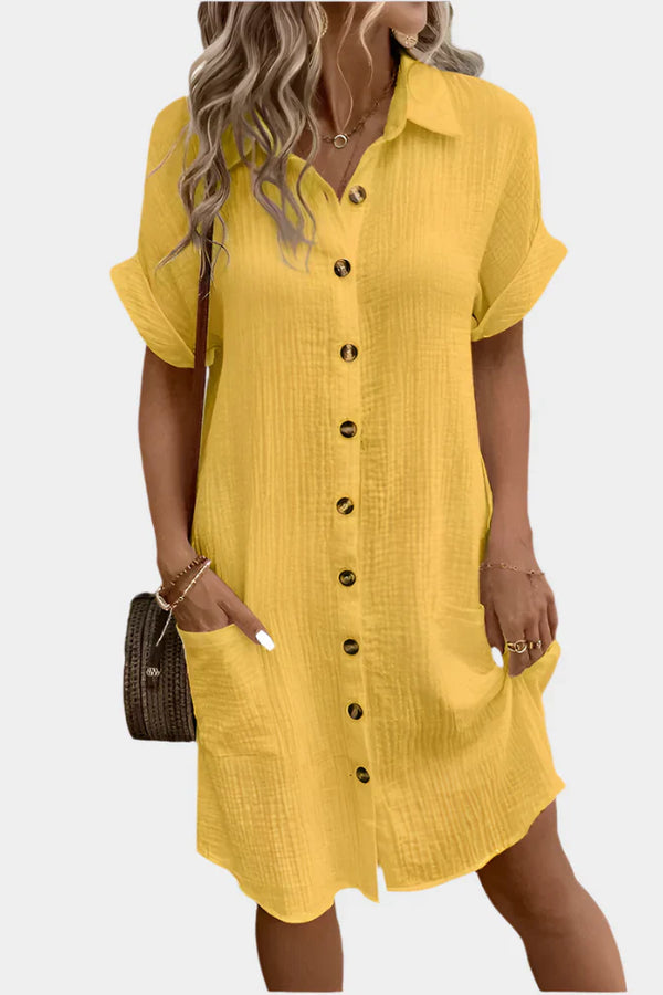 Vestido de algodón y lino para mujer