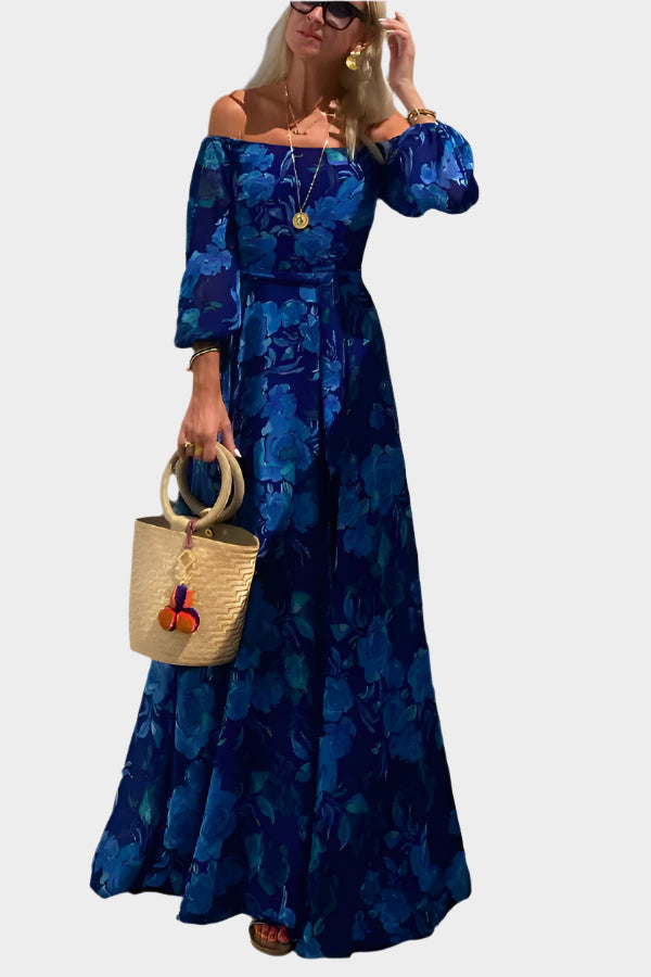 Vestido largo aireado sin hombros