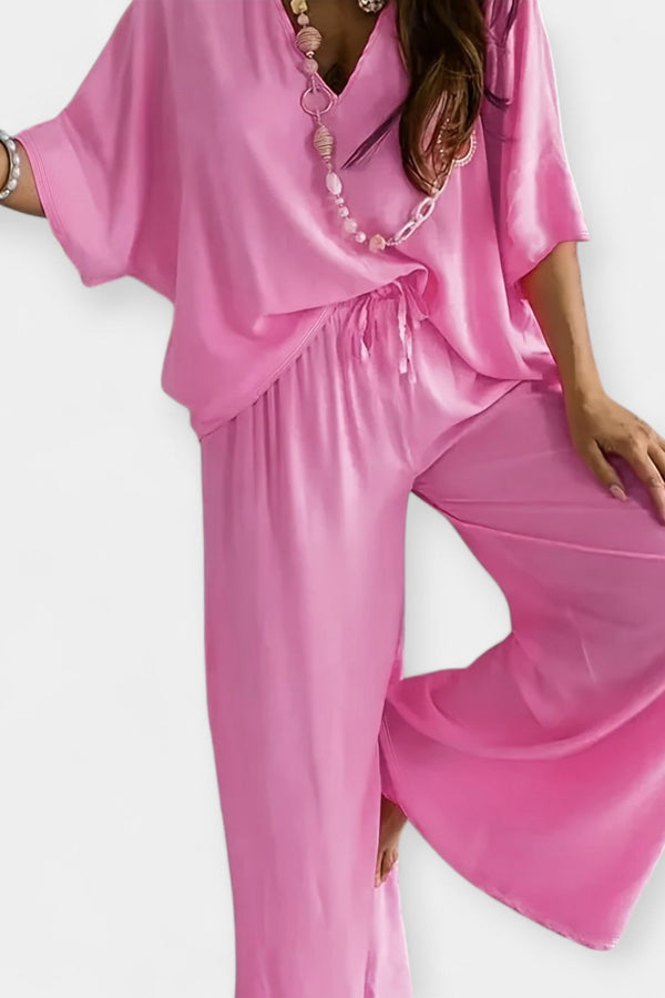 Conjunto aireado con pantalón ancho y blusa holgada