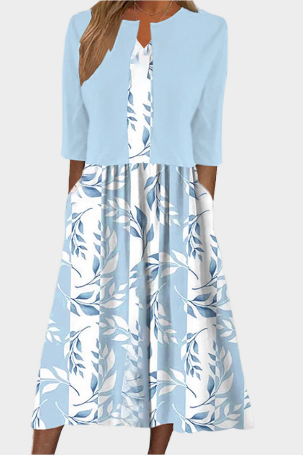 Vestido midi aireado con chaqueta elegante