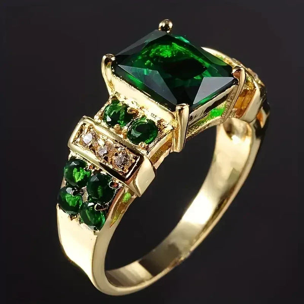 Anillo de esmeralda exquisito | Oro
