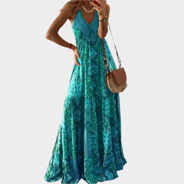 Vestido bohemio con tirantes finos y escote en pico