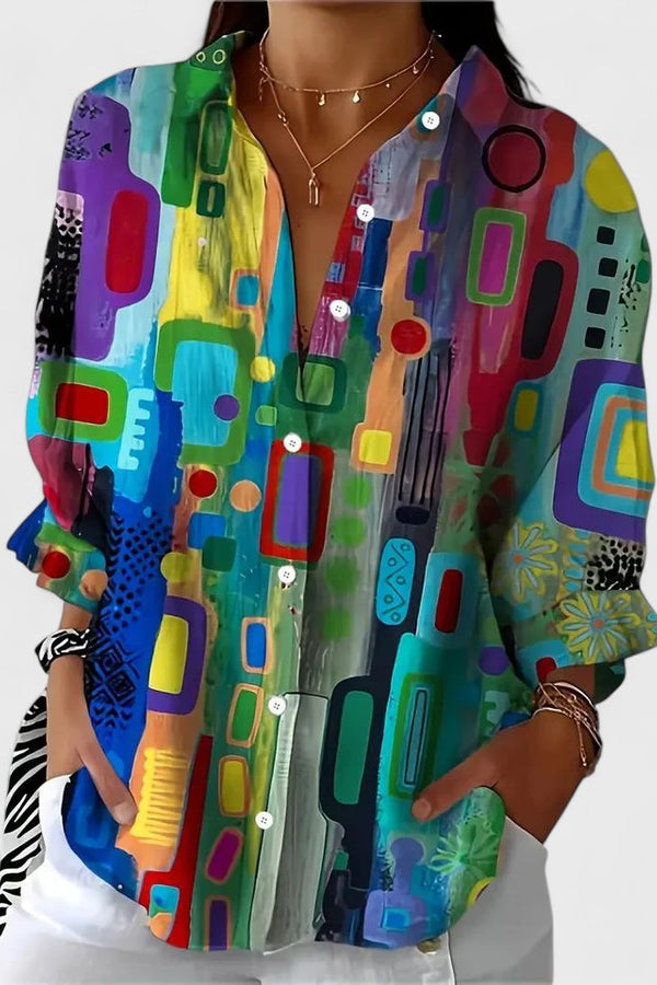 Rose™ | Blusa elegante con estampado geométrico