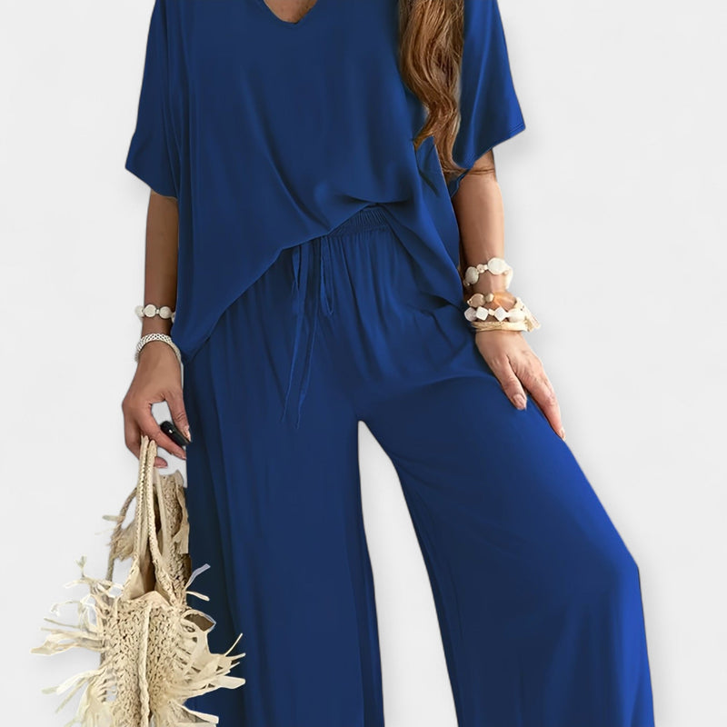Conjunto aireado con pantalón ancho y blusa holgada