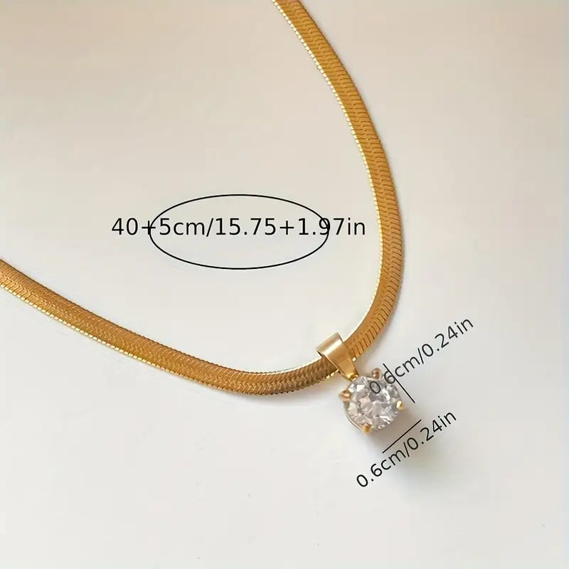 Elegante collar con colgante de diamantes de imitación | Oro