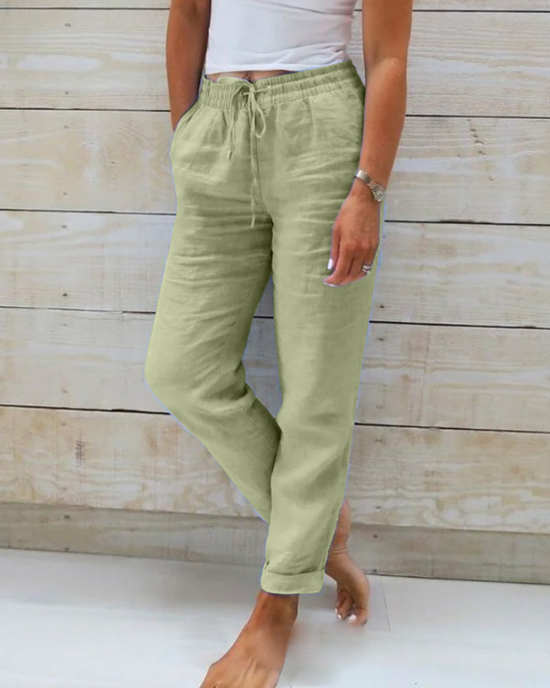Allison | Pantalones sastre de lujo de algodón y lino