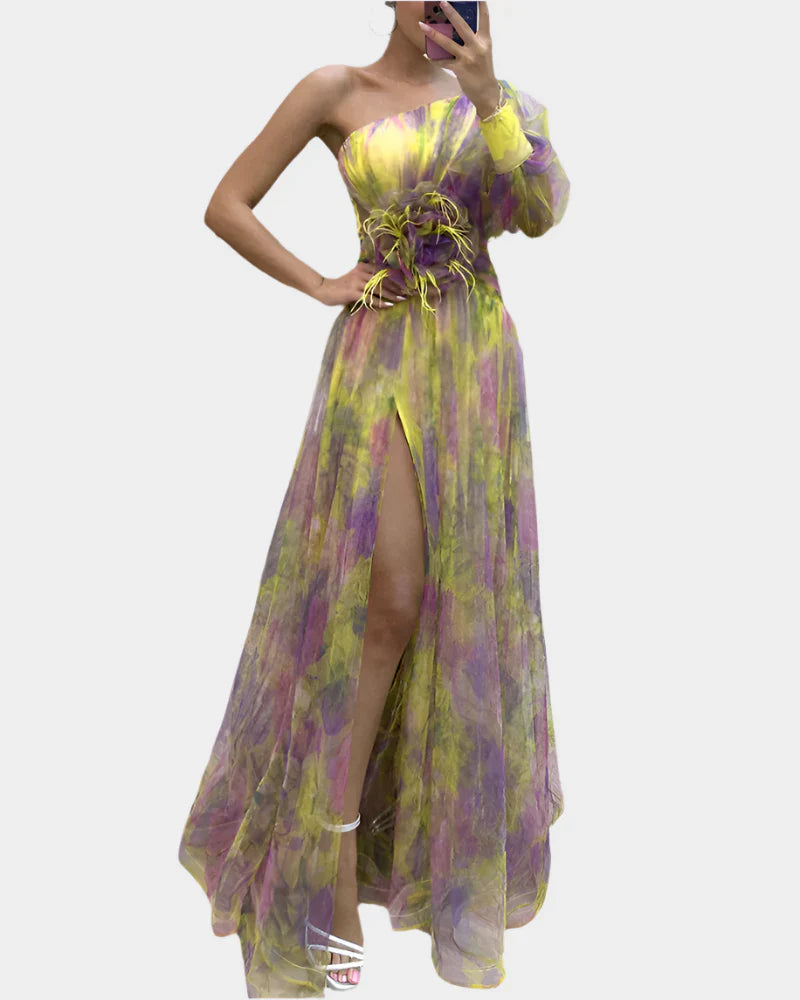 Vestido romántico con abertura