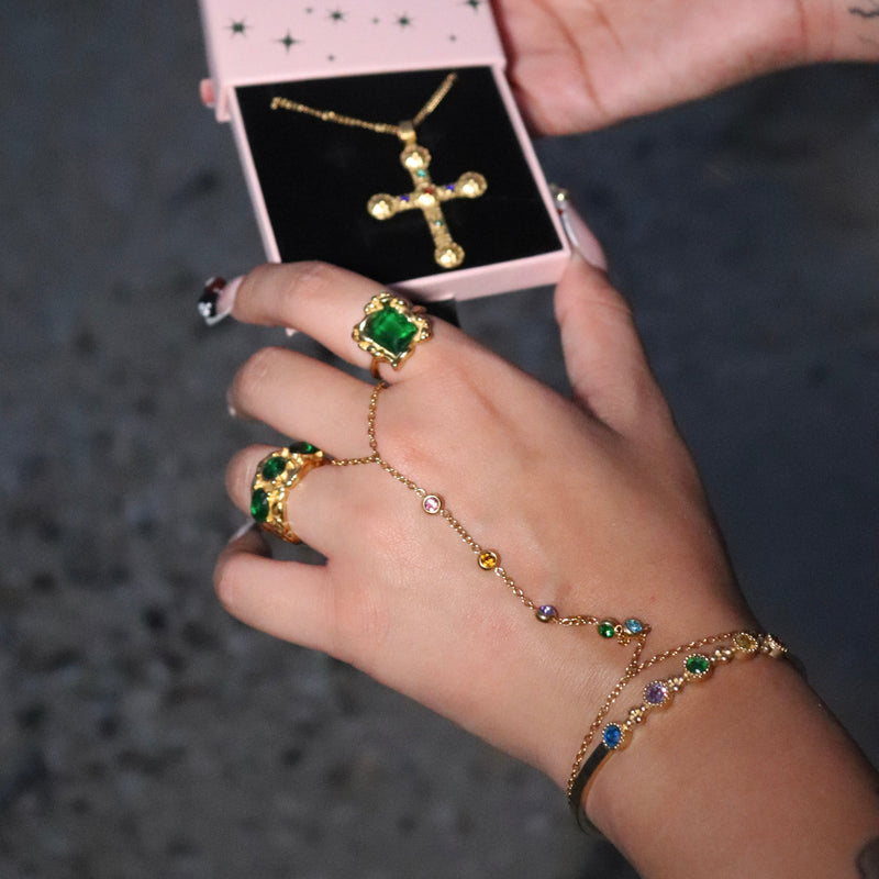 Anillo grueso de esmeralda Dune