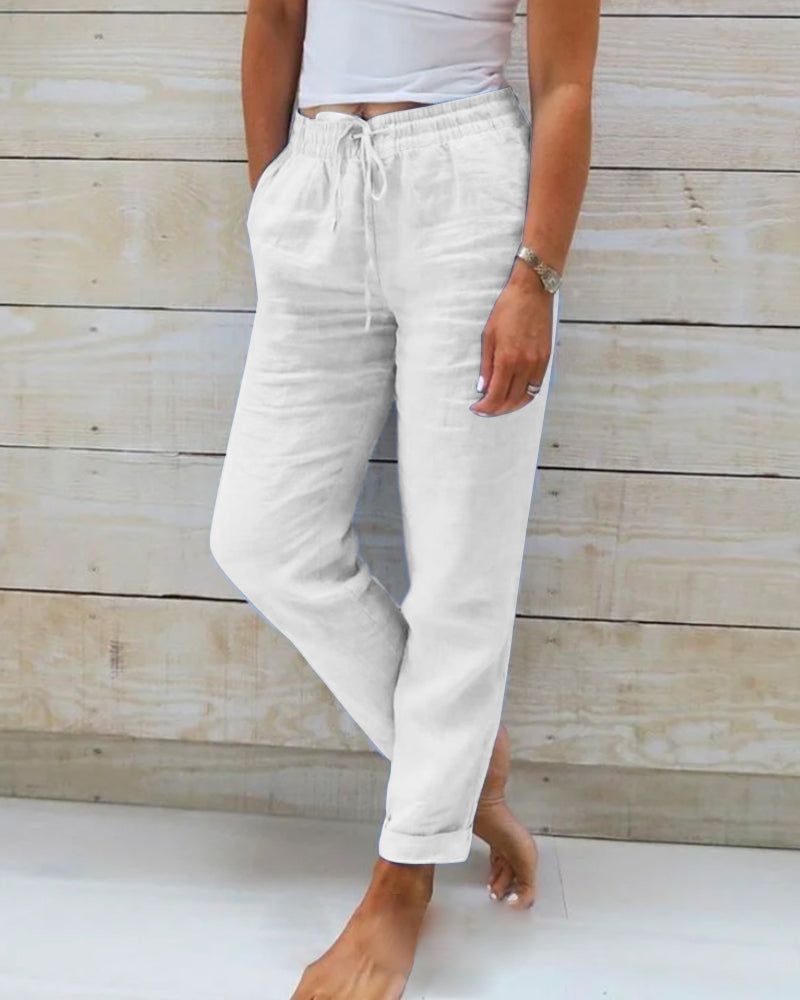 Allison | Pantalones sastre de lujo de algodón y lino
