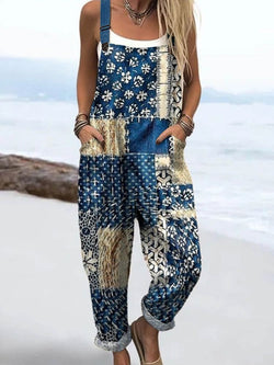 Mono de mujer - Diseño floral vintage, comodidad y estilo con piernas anchas