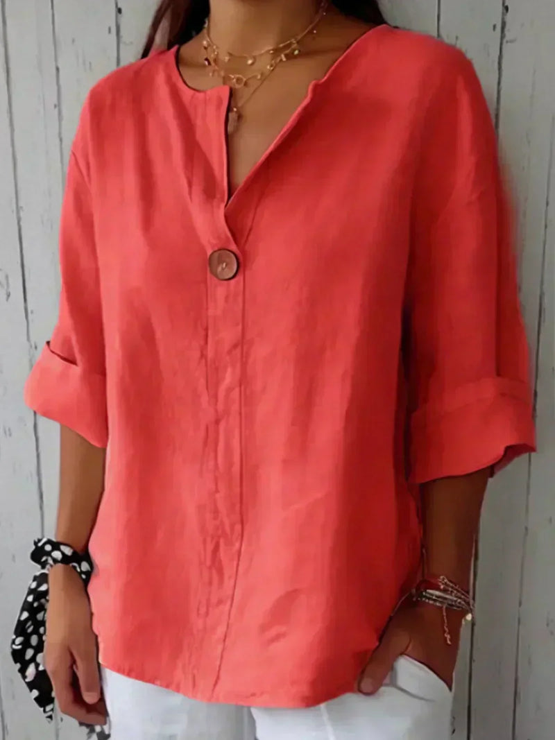 Aubri | Blusa relajada con cuello en V 