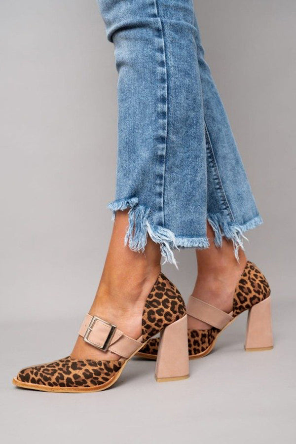 Avano™ | Sandalias de ante con estampado de leopardo y tacón estable