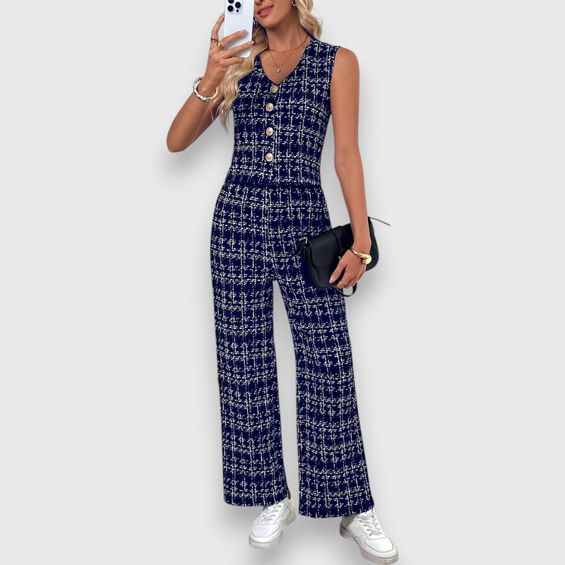 Conjunto de dos piezas con escote en pico y pantalón a juego