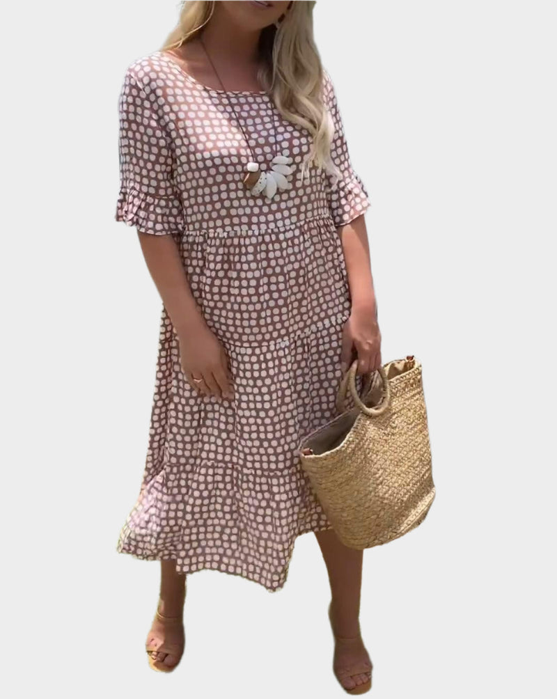 Vestido midi con elegantes rayas